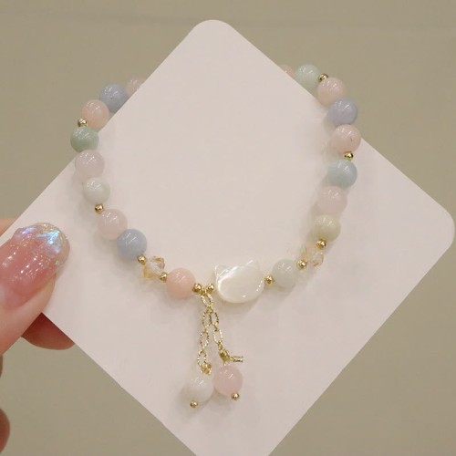 Strawberry Quartz Morganite Cat Love Bracelet