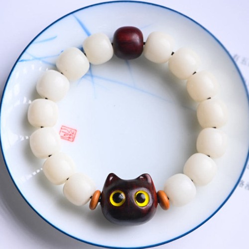 Bodhi Seed Sandalwood Lucky Cat Wisdom Bracelet