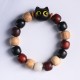 Ebony Wood Cat Engraved Protection Bracelet
