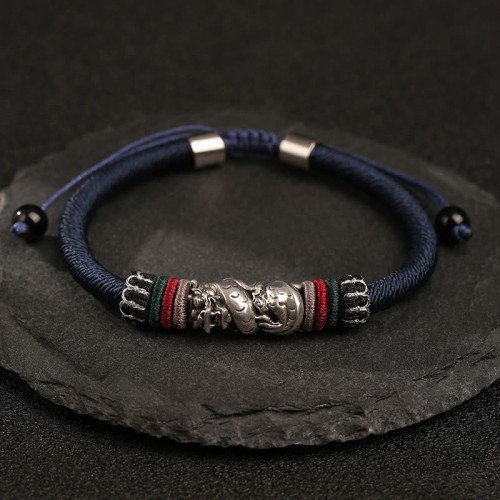 Sterling Silver Year of the Dragon Luck Rope Bracelet