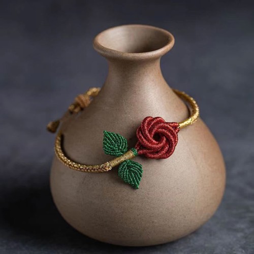 Rose Flower Peace Knot Handmade Luck Bracelet Rose Flower Peace Knot Handmade Luck Bracelet