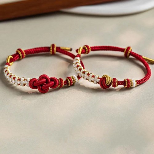 Handmade True Love Knot Peach Blossom Bracelet Handmade True Love Knot Peach Blossom Bracelet