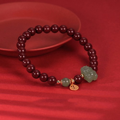 Dragon Year Cinnabar Hetian Jade Ruyi Bracelet Dragon Year Cinnabar Hetian Jade Ruyi Bracelet