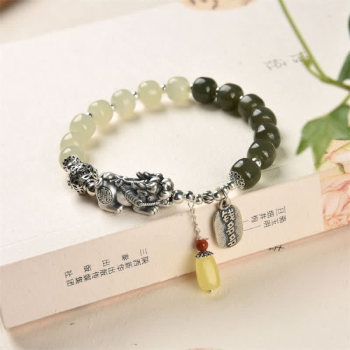 Hetian Jade Amber PiXiu Luck Bracelet