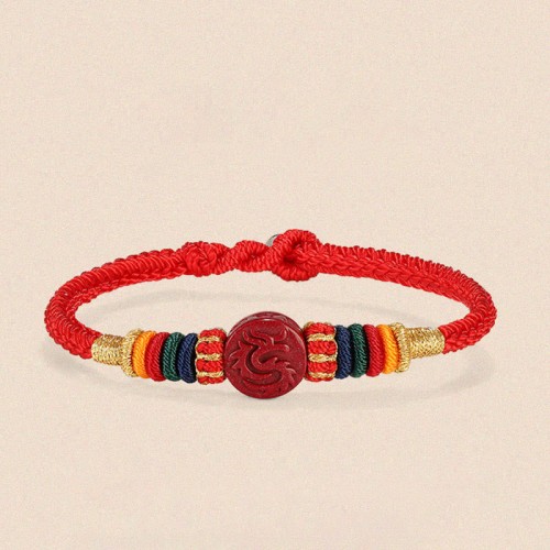 Year of the Dragon 925 Silver Cinnabar Auspicious Bracelet Year of the Dragon 925 Silver Cinnabar Auspicious Bracelet
