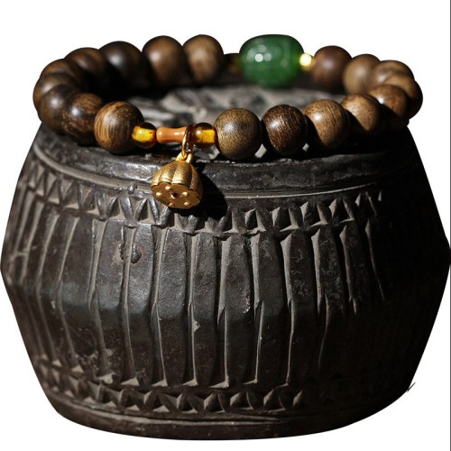 999 Gold Brunei Agarwood Cyan Jade Lotus Bracelet 999 Gold Brunei Agarwood Cyan Jade Lotus Bracelet