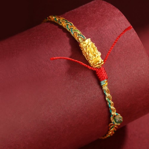Year of the Dragon Colorful Carved Success Braided Bracelet