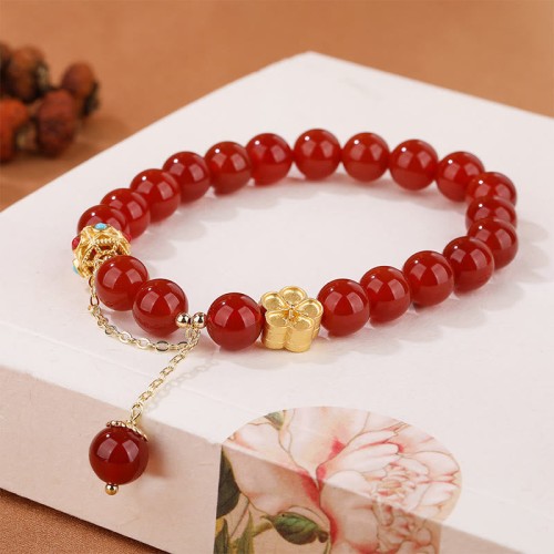 Red Agate White Agate Peach Blossom Self-Acceptance Bracelet Red Agate White Agate Peach Blossom Self-Acceptance Bracelet