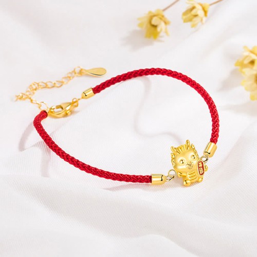 925 Silver Year of the Dragon Golden Dragon Strength Bracelet 925 Silver Year of the Dragon Golden Dragon Strength Bracelet