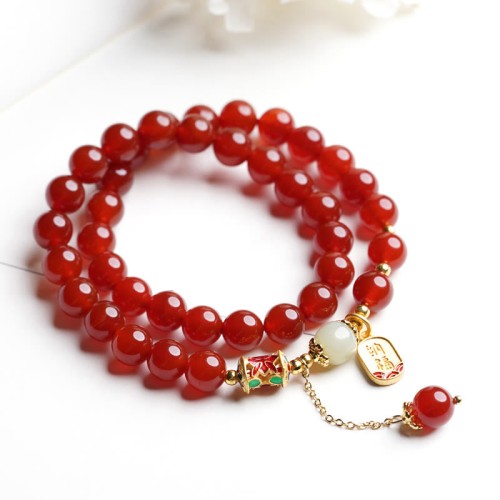Red Agate Hetian Jade Confidence Charm Bracelet Red Agate Hetian Jade Confidence Charm Bracelet