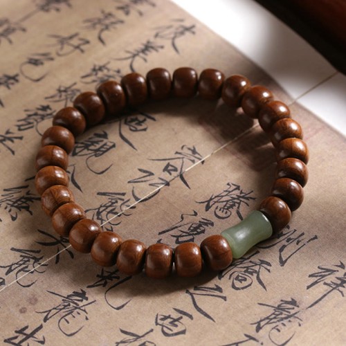 Abelia Wood Jade Bamboo Warding Off Evil Bracelet