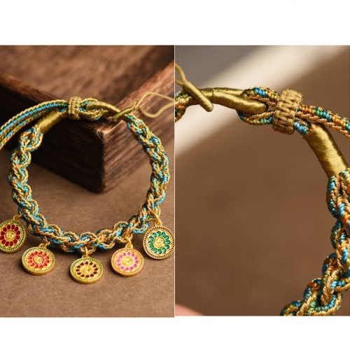 Tibetan Five God of Wealth Luck Braid Bracelet