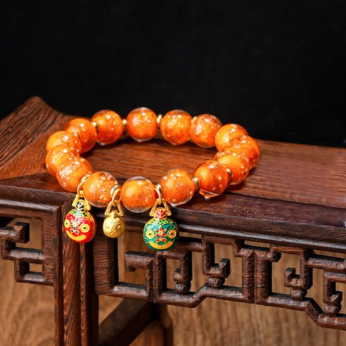 Gold Swallowing Beast Fluorescent Liuli Glass Success Bracelet Gold Swallowing Beast Fluorescent Liuli Glass Success Bracelet