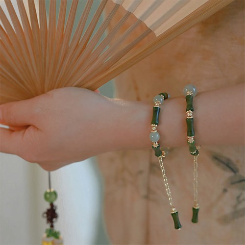 Glass Bead Bamboo Luck Strength Bracelet Glass Bead Bamboo Luck Strength Bracelet