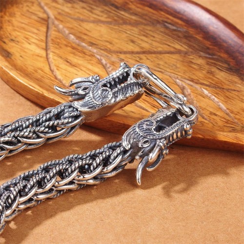 925 Sterling Silver Dragon Success Strength Bangle