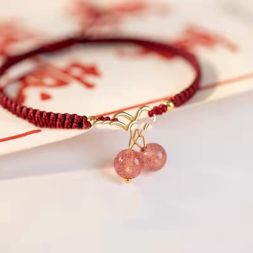 Strawberry Quartz Amethyst Green Phantom Positive Bracelet