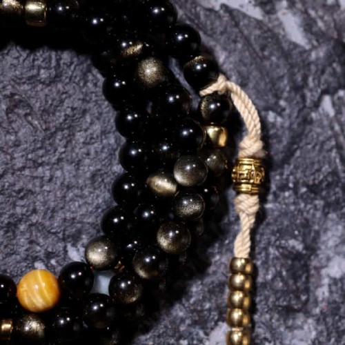 108 Mala Beads Gold Sheen Obsidian Wealth Bracelet 108 Mala Beads Gold Sheen Obsidian Wealth Bracelet