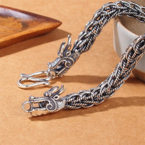925 Sterling Silver Dragon Success Strength Bangle