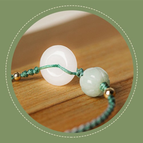 White Jade Peace Buckle Pumpkin Bead Luck Bracelet White Jade Peace Buckle Pumpkin Bead Luck Bracelet