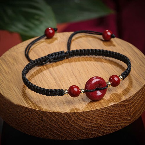 Natural Cinnabar Peace Buckle Blessing Bracelet Natural Cinnabar Peace Buckle Blessing Bracelet