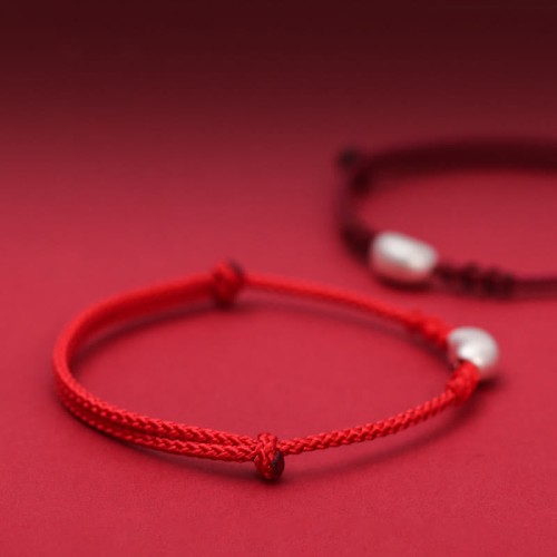 999 Silver Bean Design Luck Connection Braided Bracelet 999 Silver Bean Design Luck Connection Braided Bracelet