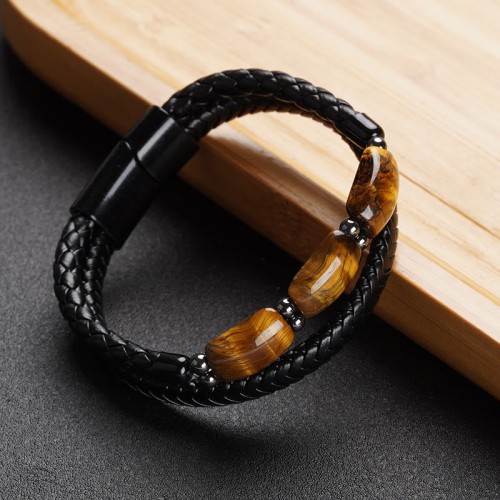 Tiger Eye Protection Willpower Leather Bracelet Tiger Eye Protection Willpower Leather Bracelet