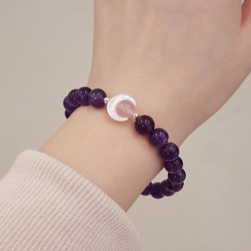 925 Silver Amethyst Aquamarine Cat's Eye Healing Bracelet