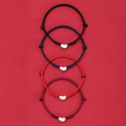 999 Silver Bean Design Luck Connection Braided Bracelet 999 Silver Bean Design Luck Connection Braided Bracelet
