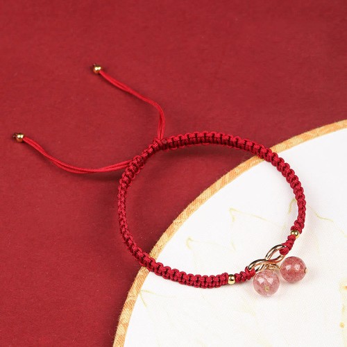 Strawberry Quartz Amethyst Green Phantom Positive Bracelet
