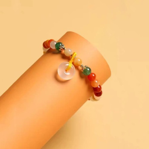14K Gold Plated Golden Silk Jade Peace Buckle Bracelet 14K Gold Plated Golden Silk Jade Peace Buckle Bracelet