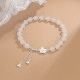White Jade Peach Blossom Flower Luck Bracelet White Jade Peach Blossom Flower Luck Bracelet