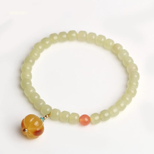 Hetian Jade Pumpkin Amber Red Agate Prosperity Bracelet Hetian Jade Pumpkin Amber Red Agate Prosperity Bracelet