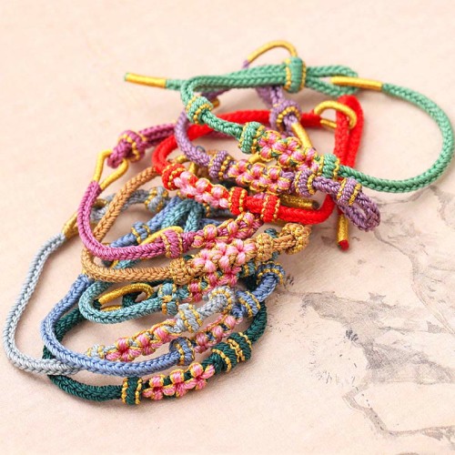 Peach Blossoms Luck Braided String Bracelet