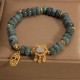 Jade Chinese Lock Charm Peace Luck Bracelet