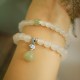 White Agate Jade Lotus Protection Bracelet White Agate Jade Lotus Protection Bracelet