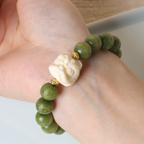 Bodhi Seed Ivory Fruit Dancing Lion Peace Bracelet Bodhi Seed Ivory Fruit Dancing Lion Peace Bracelet