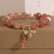 Strawberry Quartz Pearl Zircon Honeybee Positive Charm Bracelet