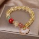 Citrine White Jade Strawberry Quartz Charm Bracelet