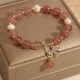 Strawberry Quartz Pearl Zircon Honeybee Positive Charm Bracelet