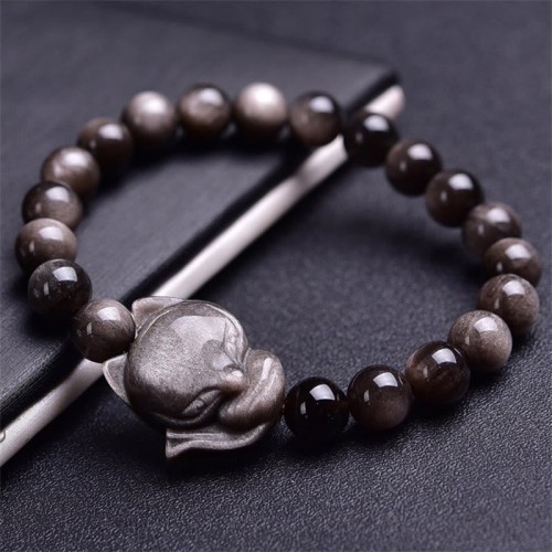 Silver Sheen Obsidian Fox Protection Bracelet Silver Sheen Obsidian Fox Protection Bracelet