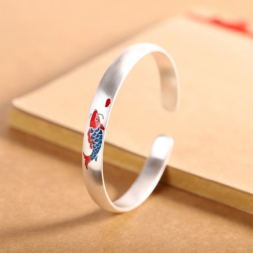 999 Sterling Silver Koi Fish Luck Cuff Bangle 999 Sterling Silver Koi Fish Luck Cuff Bangle
