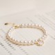 14K Gold Plated Pearl Crystal Shell Charm Bracelet 14K Gold Plated Pearl Crystal Shell Charm Bracelet