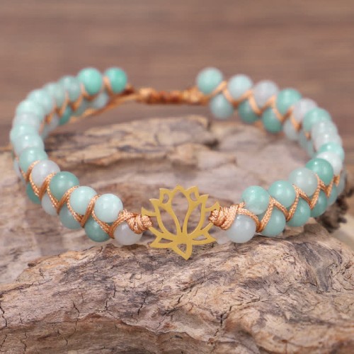 Amazonite Lotus Flower Balance Bracelet Amazonite Lotus Flower Balance Bracelet