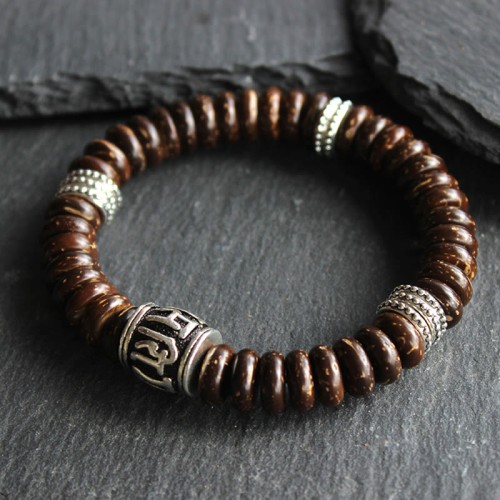 Tibetan Coconut Shell Om Mani Padme Hum Bracelet Tibetan Coconut Shell Om Mani Padme Hum Bracelet