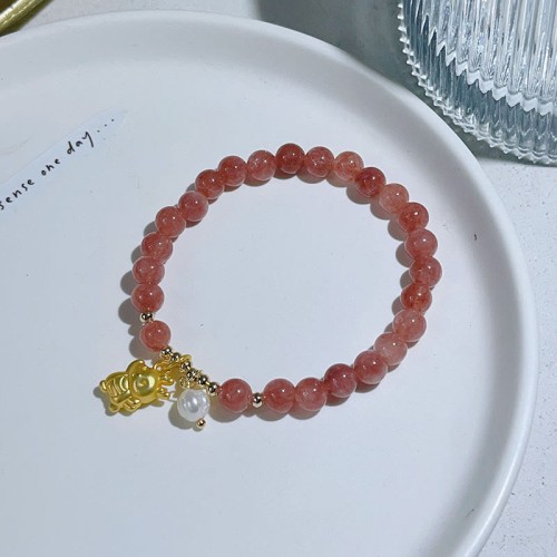Dragon Strawberry Quartz Pearl Protection Bracelet Dragon Strawberry Quartz Pearl Protection Bracelet
