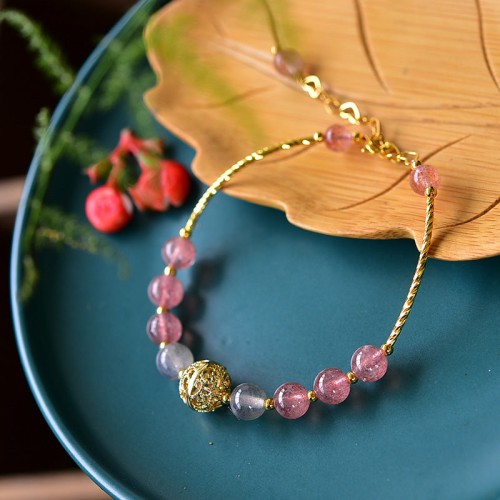 Strawberry Quartz Moonstone Positive Bracelet Strawberry Quartz Moonstone Positive Bracelet