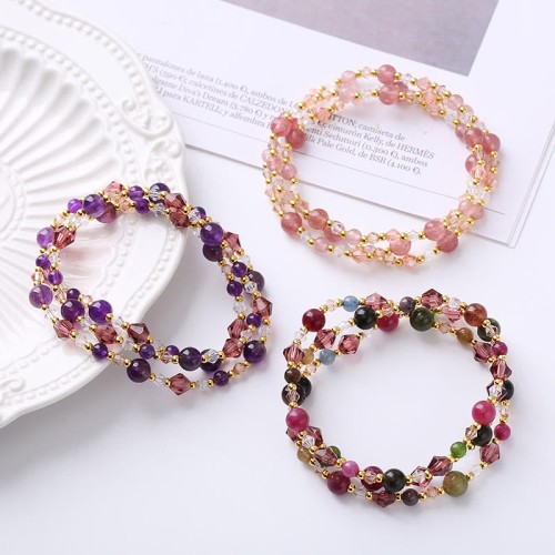Tourmaline Strawberry Quartz Peace Wisdom Bracelet Tourmaline Strawberry Quartz Peace Wisdom Bracelet