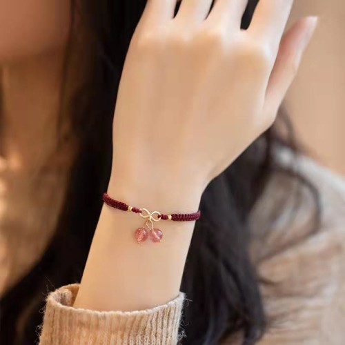 Strawberry Quartz Amethyst Green Phantom Positive Bracelet