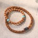 Sandalwood Turquoise Protection Double Wrap Bracelet