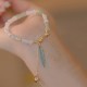 14K Gold Plated Hetian Jade Bamboo Leaf Luck Bracelet 14K Gold Plated Hetian Jade Bamboo Leaf Luck Bracelet